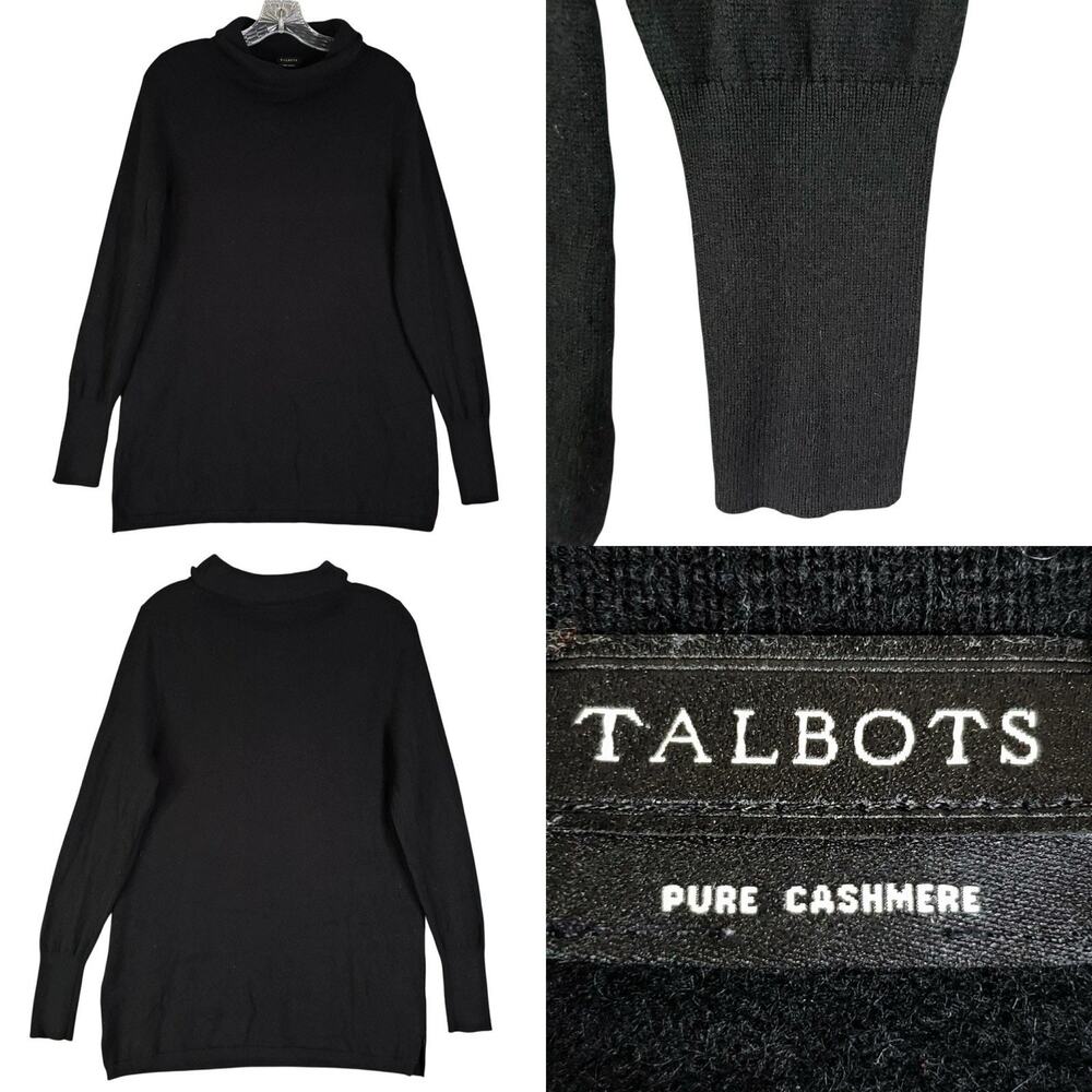 Talbots Sweater Womens Size Medium ? Cashmere Knit Long Sleeve Black Turtleneck